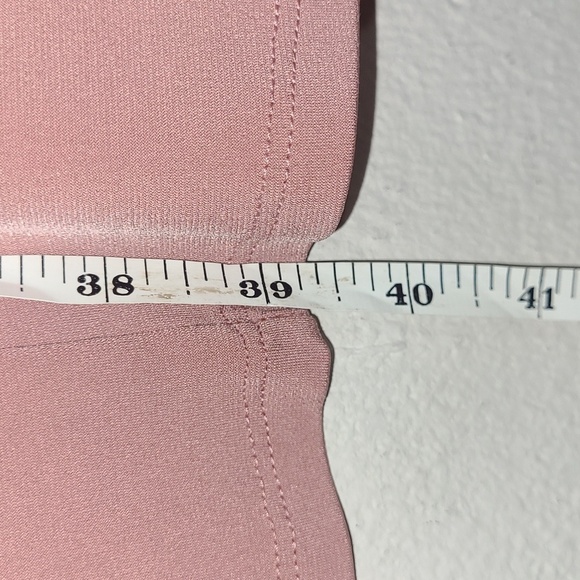 Dress Pink Stetchy Sheath Solid Hidden Pockets Crew Neck 3/4 Sleeve & Scarf - Picture 5 of 11